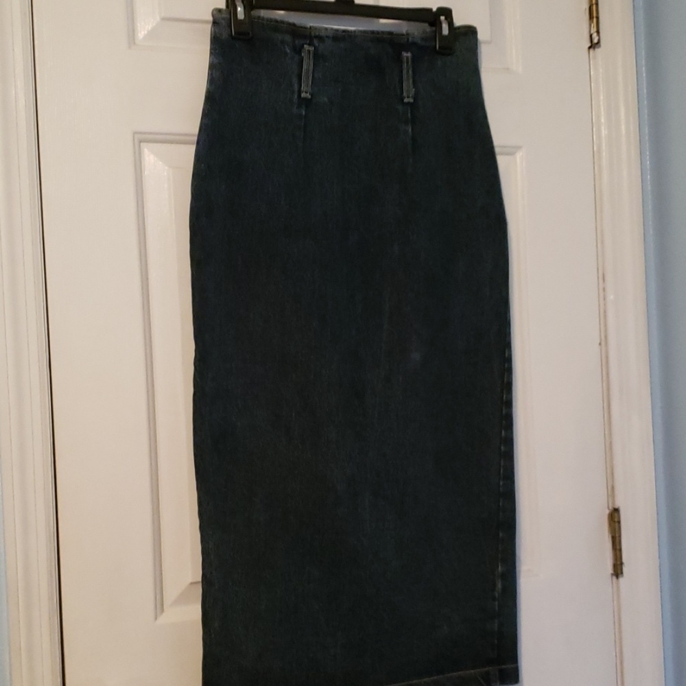 Womens long Jean's skirt  with wide belt holes